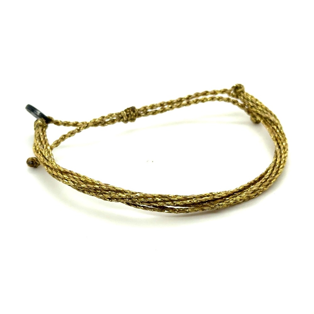 Pura Vida Original String Bracelet Metallic Gold Adjustable Boho Multi Strand